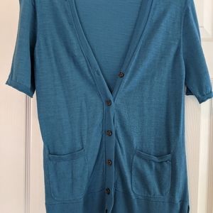 LOFT Blue Short Sleeve Cardigan
